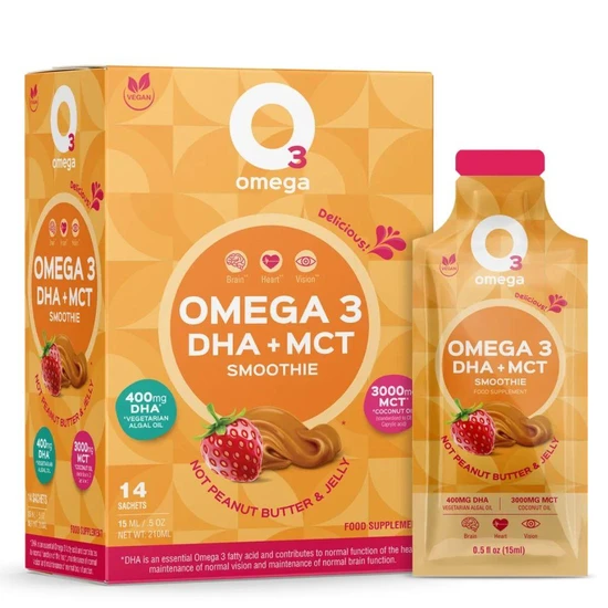 O3Omega Brain Food Not Peanut Butter & Jelly DHA + MCT Sachets