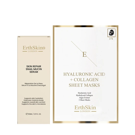 Erth Skin London Skin Repair Snail Mucin Serum + Hyaluronic Acid & Collagen Mask