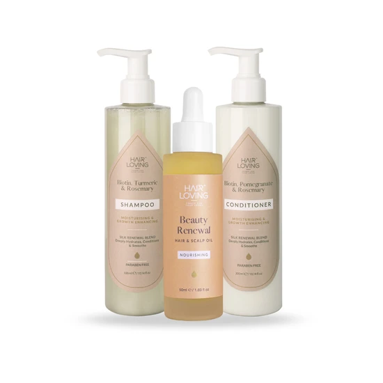 Hair Loving Hair Loss Shampoo, Conditioner & Beauty Renewal Oil Regrowth Set