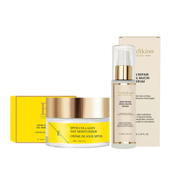 Erth Skin London Skin Repair Snail Mucin Serum + SPF 50 Collagen Day Cream