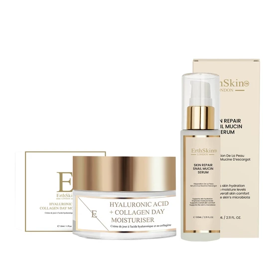Erth Skin London Skin Repair Snail Mucin Serum + Hyaluronic Acid & Collagen Day Cream