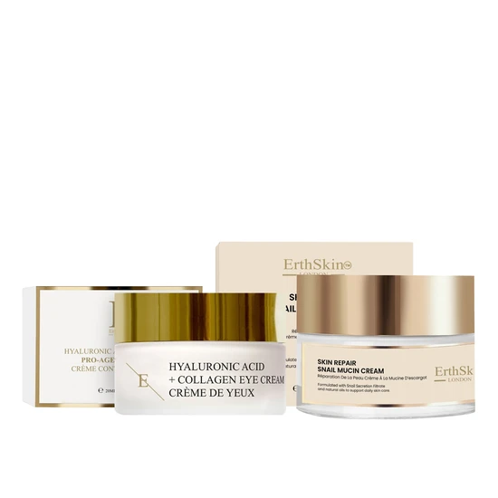 Erth Skin London Skin Repair Snail Mucin Cream + Hyaluronic Acid + Collagen Pro Age Eye Cream