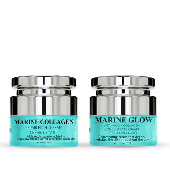 Erth Skin London Marine Glow + Vitamin C Concentrate Cream + Marine Collagen Night Cream