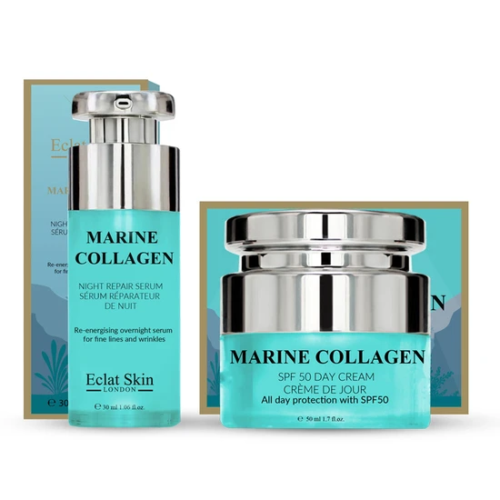 Erth Skin London Marine Collagen SPF 50 Day Cream + Marine Collagen Night Repair Serum