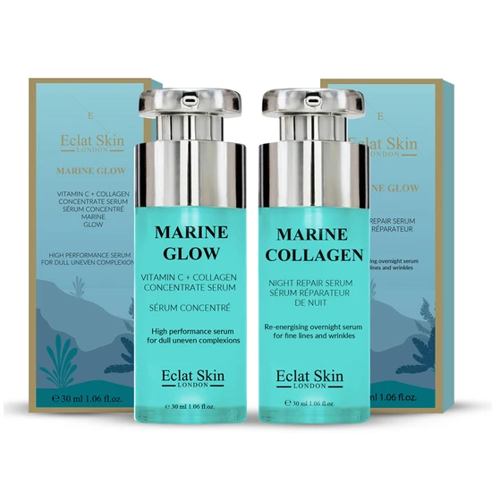 Erth Skin London Marine Collagen Night Repair Serum + Marine Glow Vitamin C + Collagen Concentrate Serum