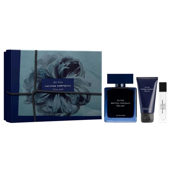Narciso Rodriguez Bleu Noir Eau De Parfum Men's Aftershave Gift Set 100ml Eau De Parfum + 50ml Shower Gel + 10ml Eau De Parfum