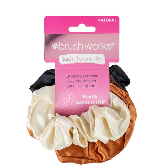 Brushworks Satin Scrunchies Natural