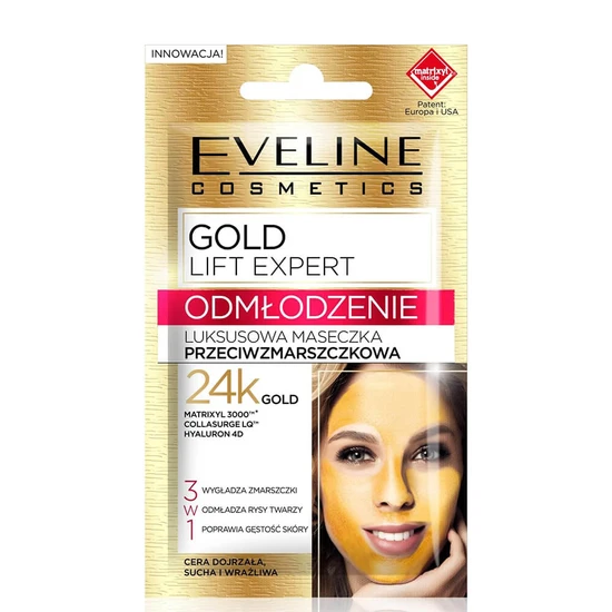 Eveline Gold Lift Expert Rejuvenation Luxury Anti-Wrinkle Mask 3-in-1