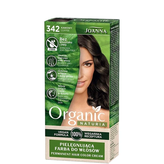 Joanna Naturia Organic Vegan Ammonia Free Permanent Hair Colour Cream 342 Coffee