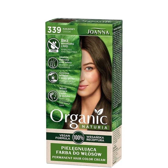 Joanna Naturia Organic Vegan Ammonia Free Permanent Hair Colour Cream 339 Cocoa
