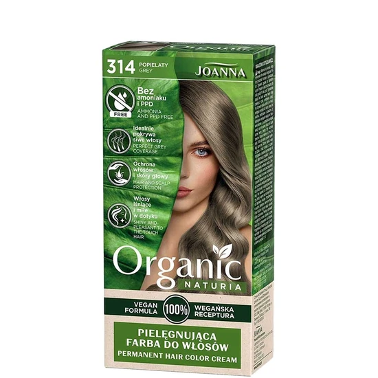 Joanna Naturia Organic Vegan Ammonia Free Permanent Hair Colour Cream 314 Grey