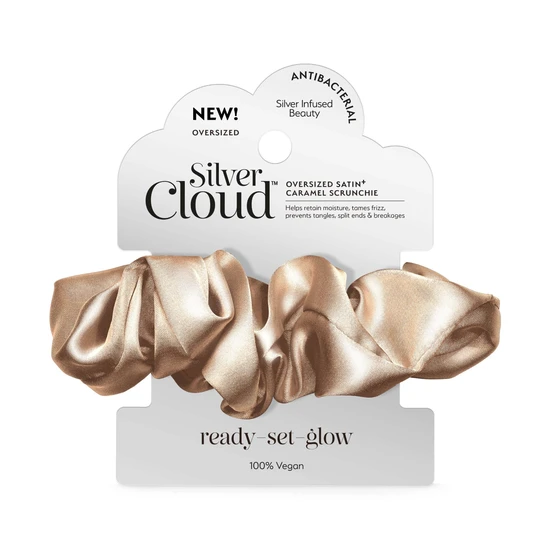 Silver Cloud Soft Satin Oversized Hair Scrunchie