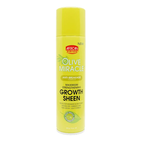 African Pride Olive Miracle Maximum Strengthening Growth Sheen Spray