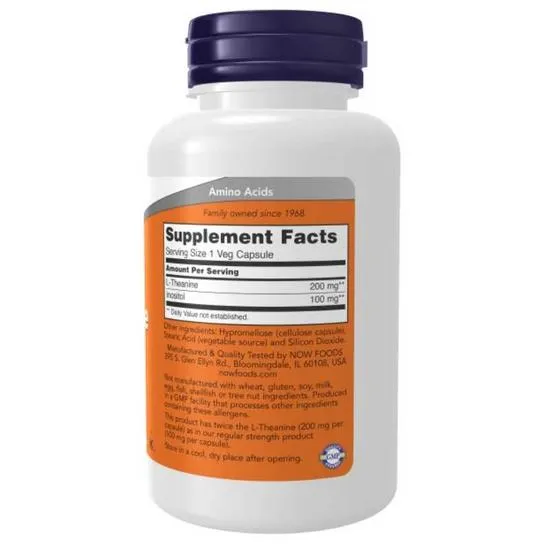 NOW Foods Double Strength L-Theanine 200mg Capsules 60 Capsules