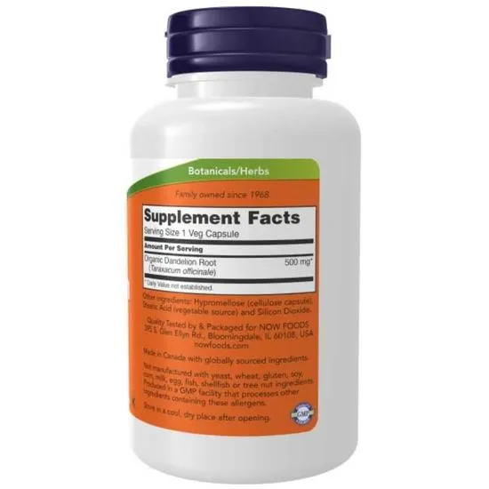 NOW Foods Dandelion Root 500mg Capsules 100 Capsules
