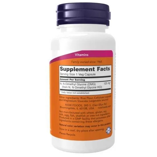 NOW Foods DMG Dimethylglycine 125mg Capsules 100 Capsules