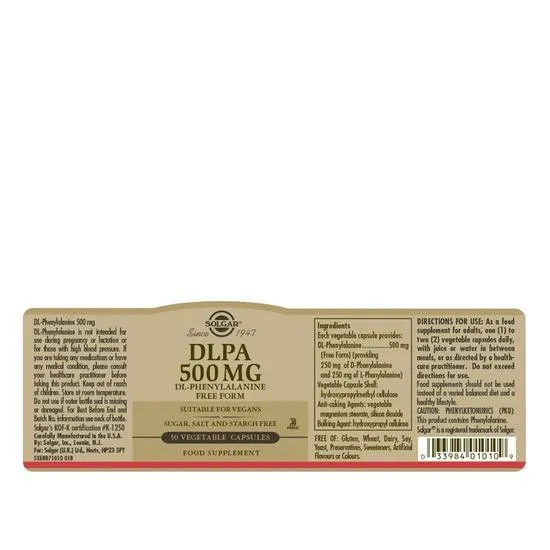 Solgar DLPA 500mg Vegicaps 50 Vegicaps