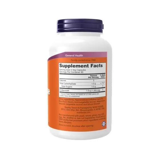 NOW Foods D-Mannose 500mg Capsules 60 Capsules