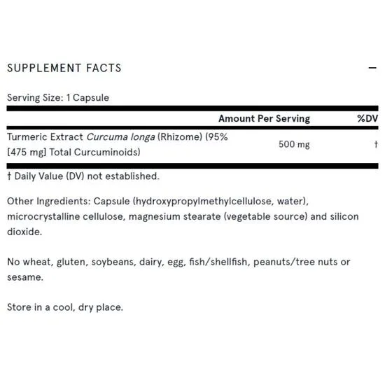 Jarrow Formulas Curcumin 95 500mg Vegicaps 60 Vegicaps