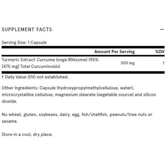 Jarrow Formulas Curcumin 95 500mg Vegicaps 60 Vegicaps
