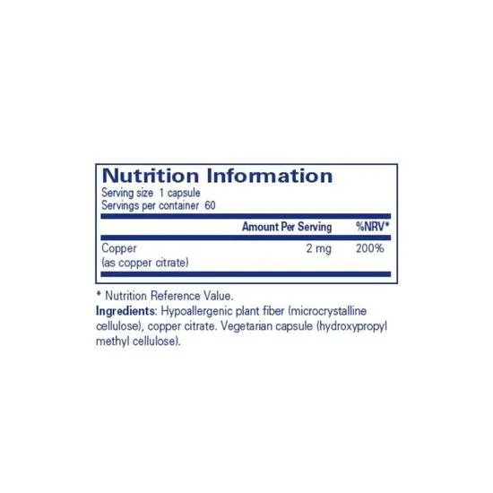 Pure Encapsulations Copper Citrate Capsules 60 Capsules