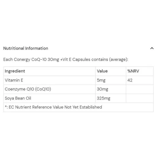 Health Aid Conergy CoQ-10 30mg 30 Capsules