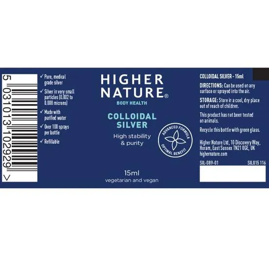 Higher Nature Colloidal Silver Solution 15ml