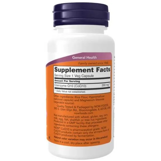 NOW Foods CoQ10 200mg Capsules 60 Capsules