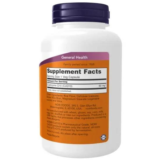NOW Foods CoQ10 60mg Capsules 180 Capsules