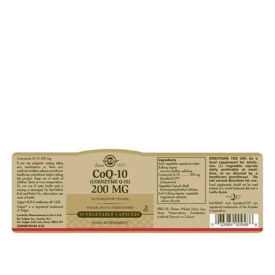Solgar CoQ-10 200mg Vegicaps 30 Vegicaps