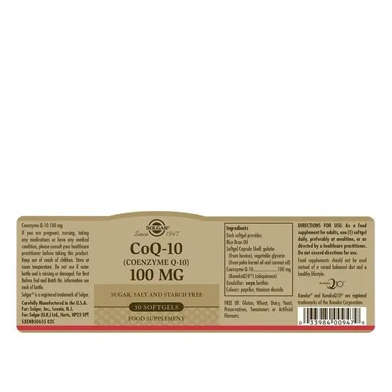 Solgar CoQ-10 100mg Softgels 30 Softgels