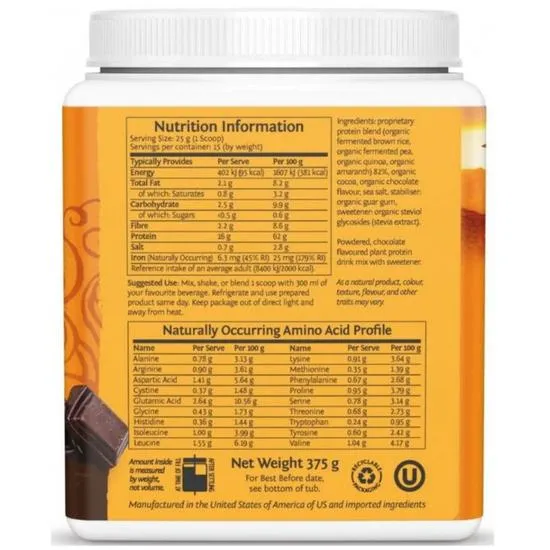 SunWarrior Classic Plus Protein Chocolate 375g