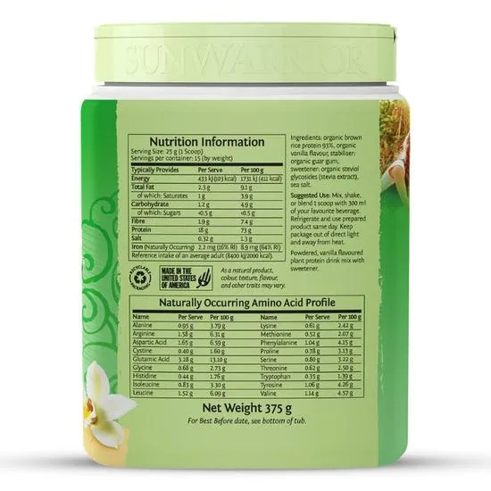 SunWarrior Classic Organic Protein Vanilla 375g