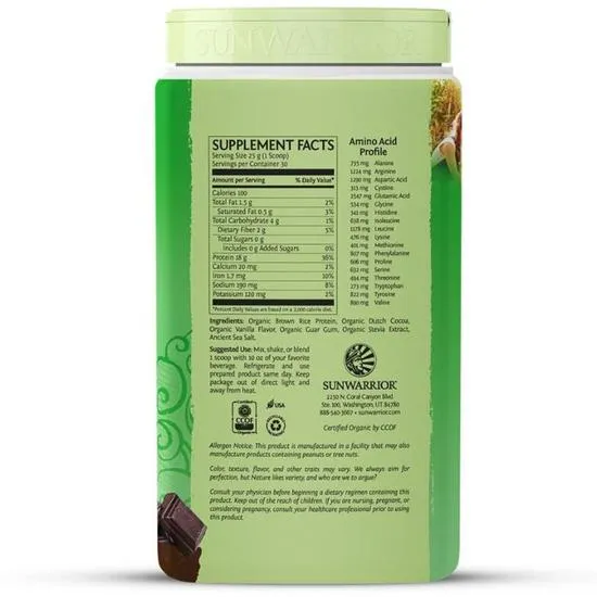 SunWarrior Classic Organic Protein Chocolate 375g