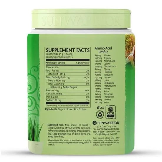 SunWarrior Classic Organic Protein Unflavoured 375g