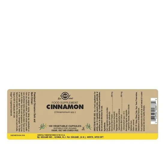 Solgar Cinnamon Vegicaps 100 Vegicaps