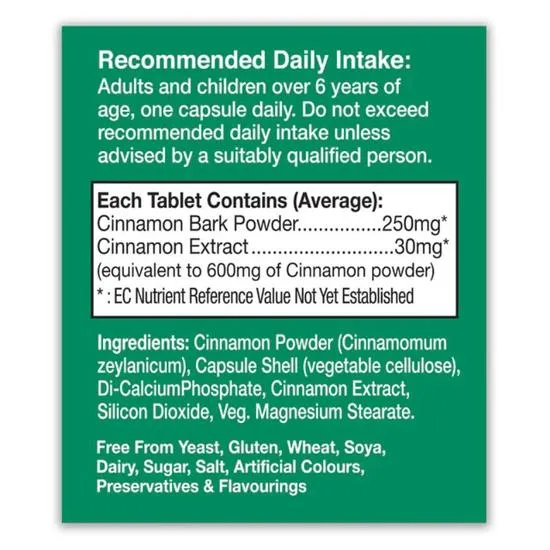 Health Aid Cinnamon 850mg 30 Tablets