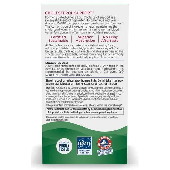 Nordic Naturals Cholesterol Support Softgels 60 Softgels