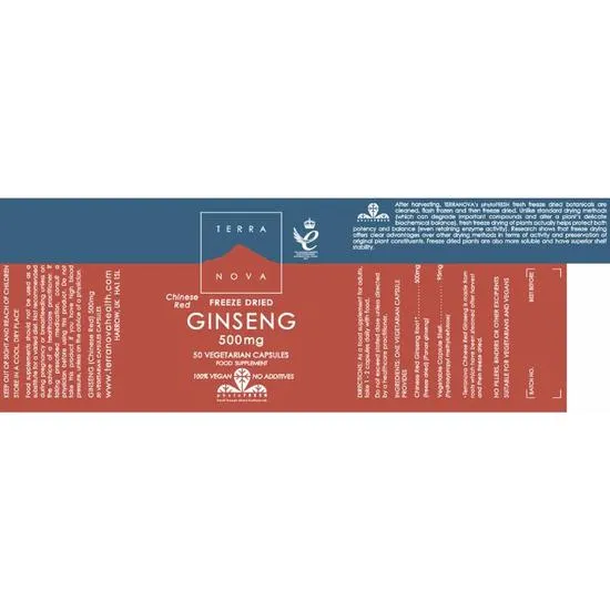 Terranova Chinese Red Ginseng 500mg 50 Vegicaps