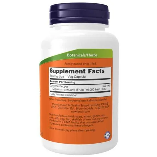 NOW Foods Cayenne 500mg Capsules 100 Capsules