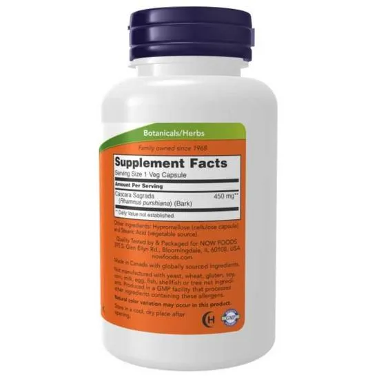 NOW Foods Cascara Sagrada 450mg Capsules 100 Capsules