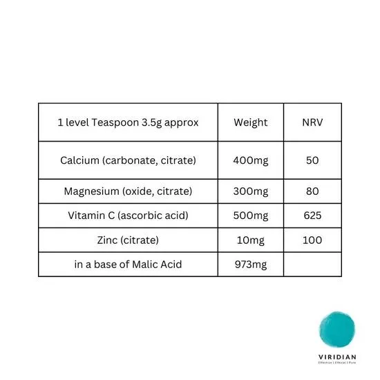 Viridian Calcium Magnesium With Zinc Powder 100g