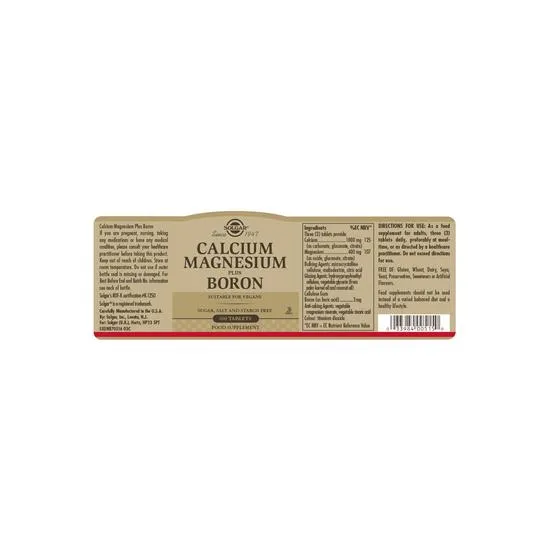 Solgar Calcium Magnesium Plus Boron Tablets 100 Tablets