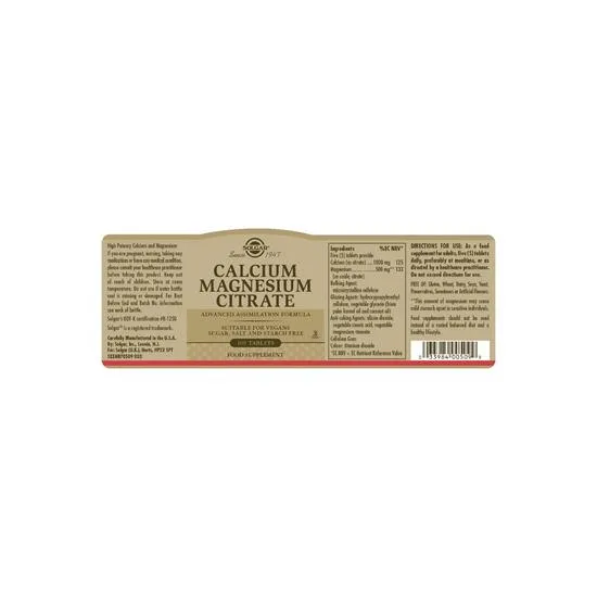 Solgar Calcium Magnesium Citrate Tablets 50 Tablets