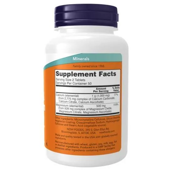 NOW Foods Calcium & Magnesium Tablets 100 Tablets