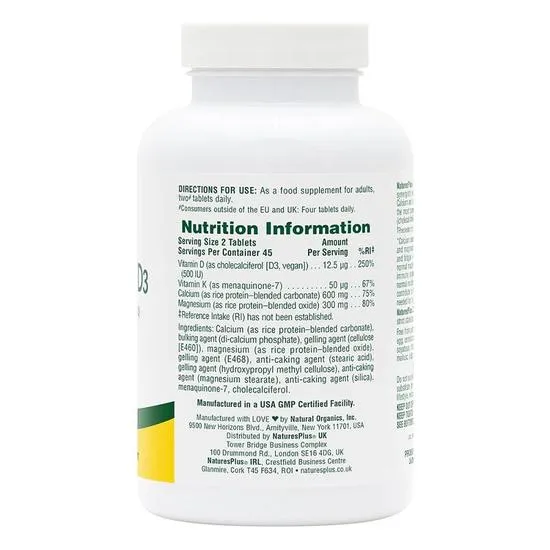 Nature's Plus Cal/Mag With D3/K2 Tablets 90 Tablets