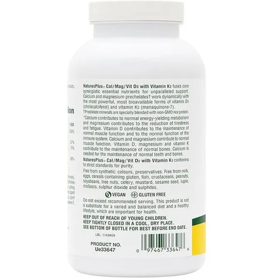 Nature's Plus Cal/Mag With D3/K2 Tablets 90 Tablets