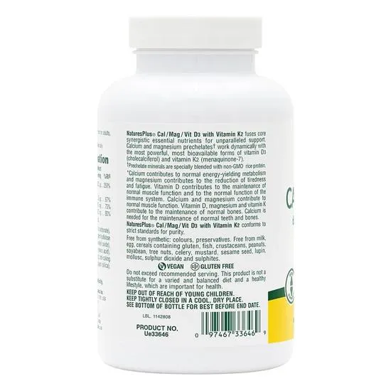 Nature's Plus Cal/Mag With D3/K2 Tablets 90 Tablets