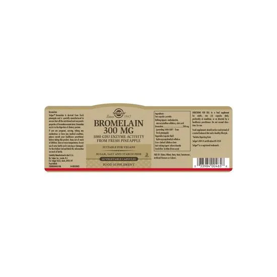 Solgar Bromelain 300mg Capsules 60 Capsules