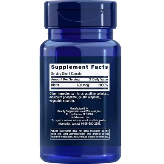 Life Extension Biotin 600mcg Capsules 100 Capsules